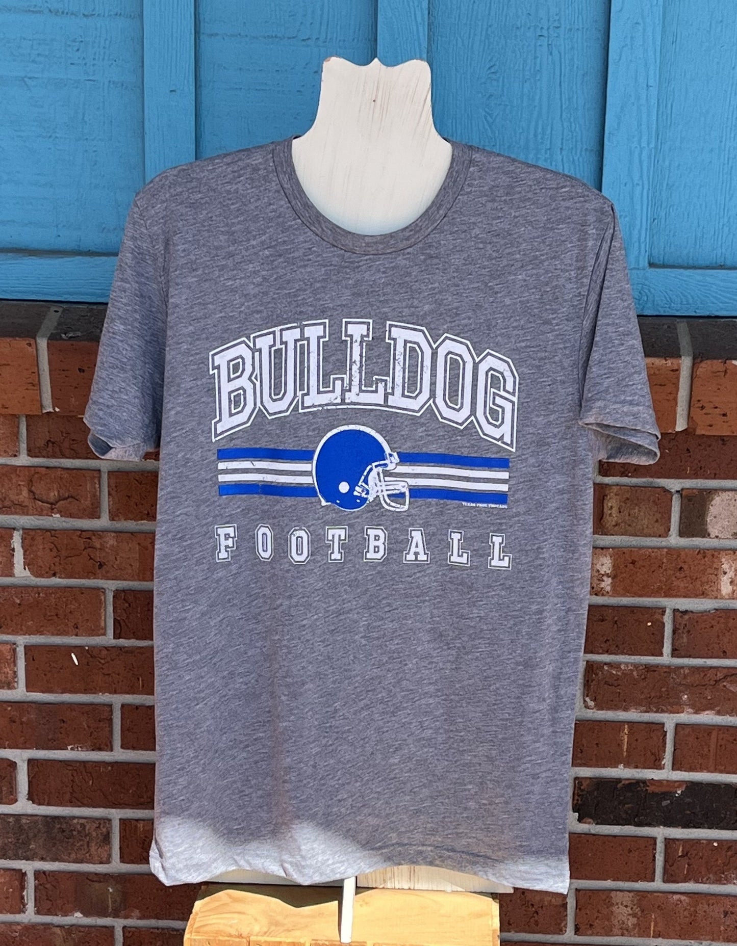 Vintage Custom Football Design with Helmet Tee - Bulldogs