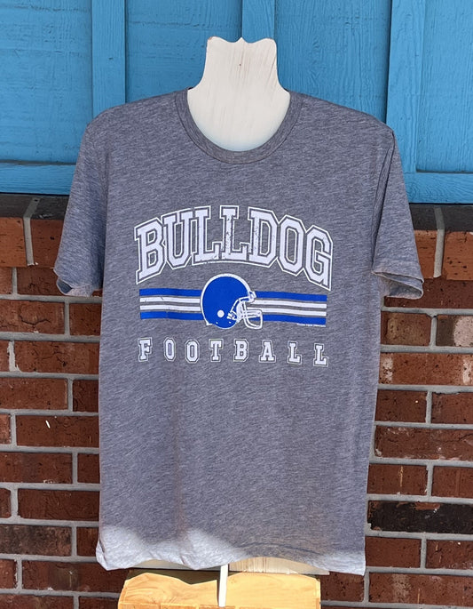 Vintage Custom Football Design with Helmet Tee - Bulldogs