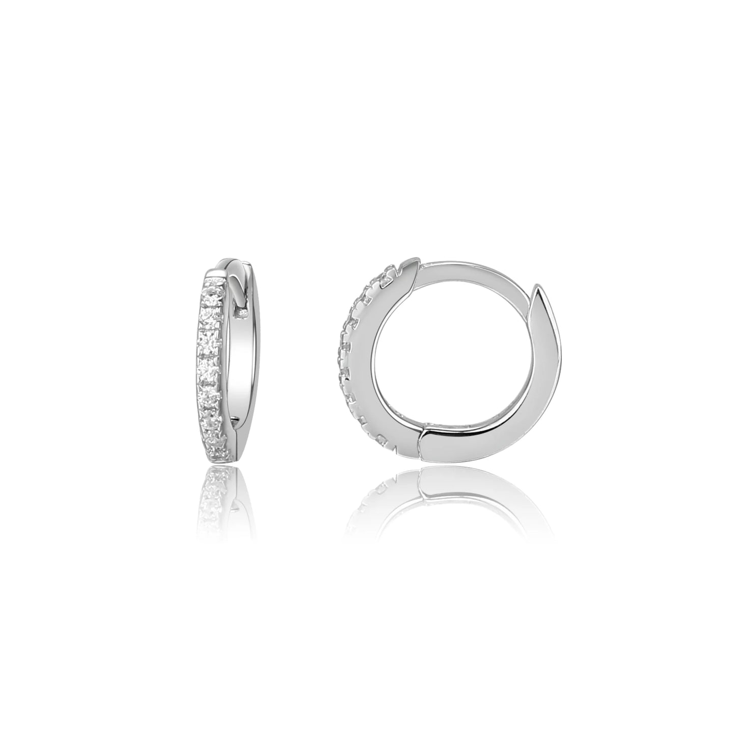 Children's Sterling Silver Huggie Hoop Earrings with CZs 10mm