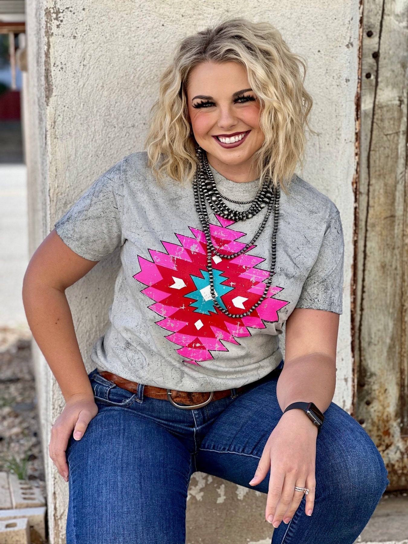 Poppin' Pink Aztec Tee