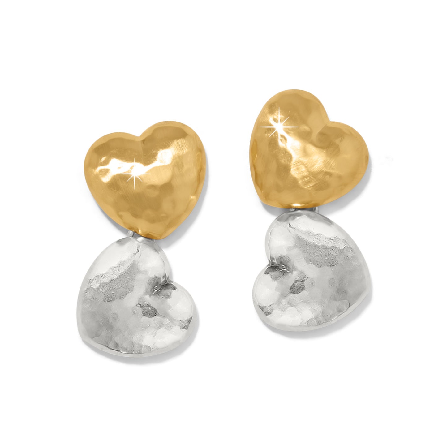 Trianon Heart Small Two Tone Post Drop Earrings