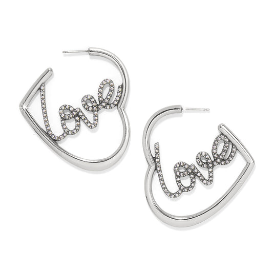 Love Script Sparkle Hoop Earrings