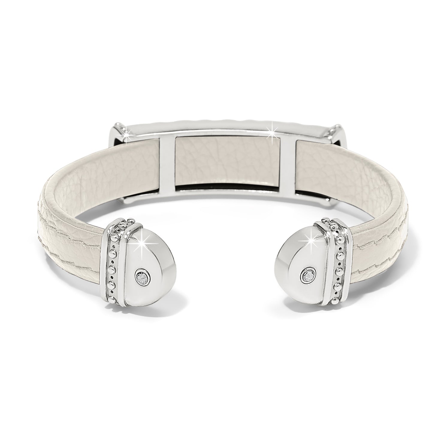 Mosaic Two Tone Leather Bar Cuff Bracelet