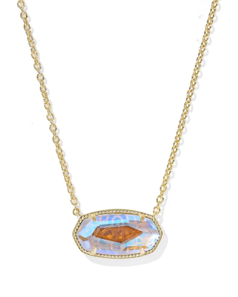 Elisa Gold Statement Pendant Necklace in Dichroic Glass