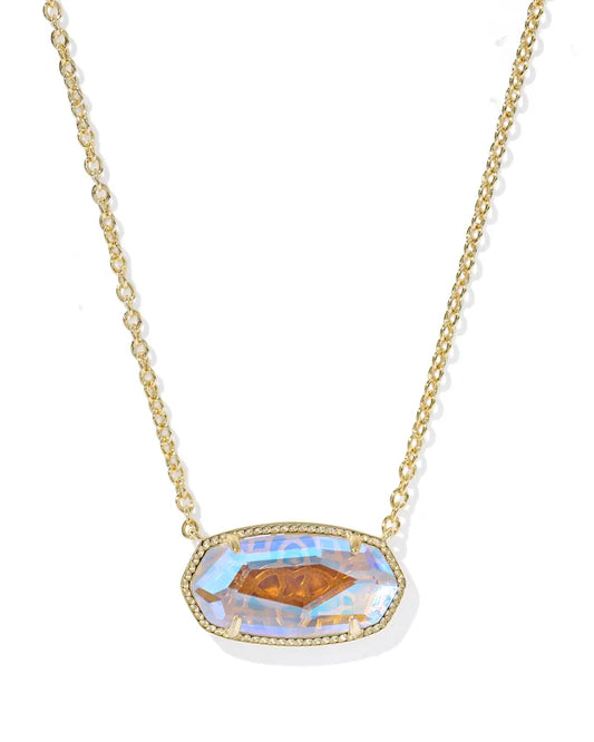 Elisa Gold Statement Pendant Necklace in Dichroic Glass