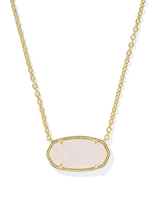 Elisa Gold Statement Pendant Necklace in Iridescent Drusy