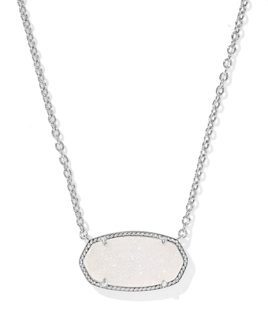 Elisa Silver Statement Pendant Necklace in Iridescent Drusy