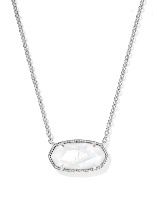 Elisa Silver Statement Pendant Necklace in Ivory Mother-of-Pearl