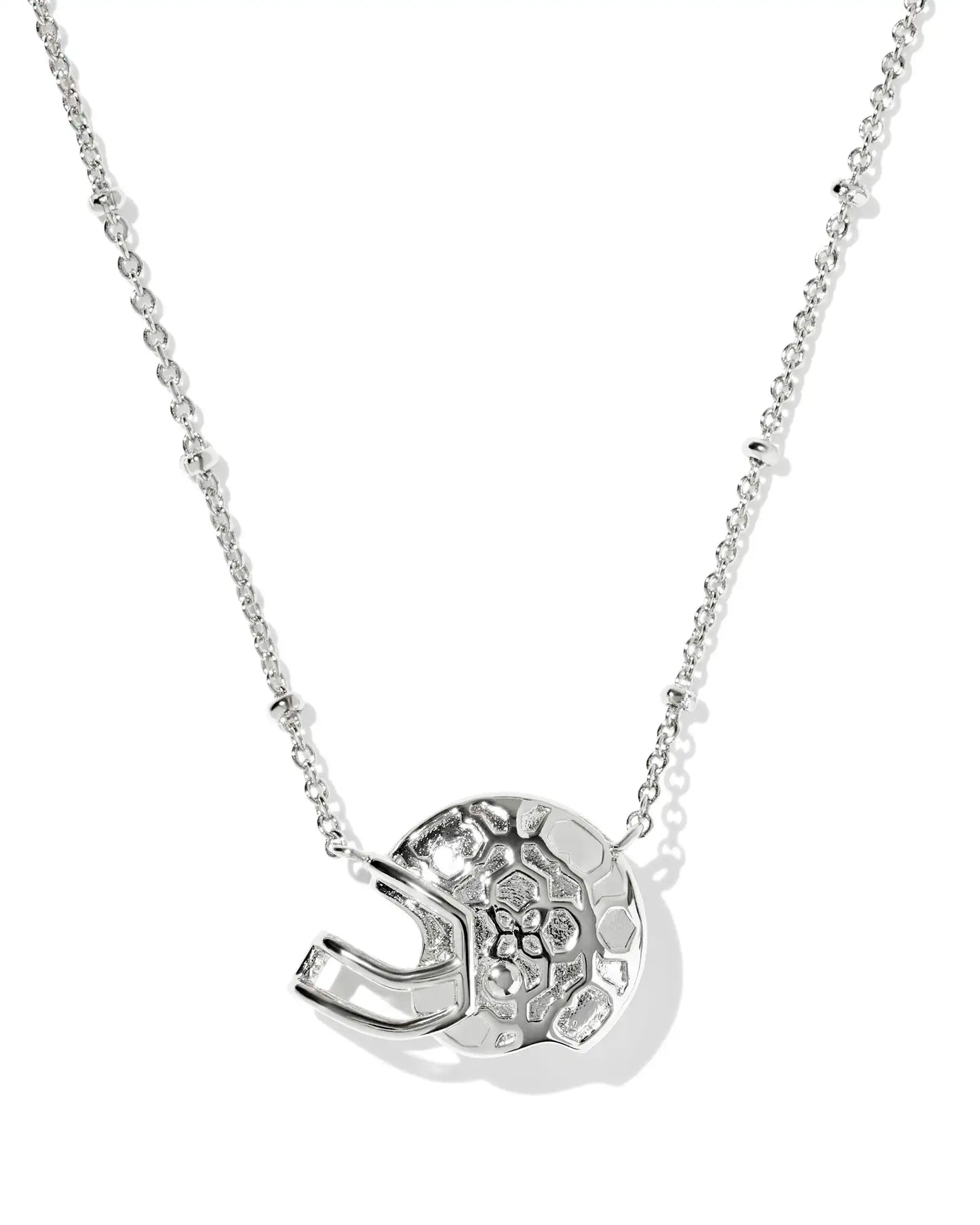 Football Helmet Silver Short Pendant Necklace in Ivory Mother-of-Pearl