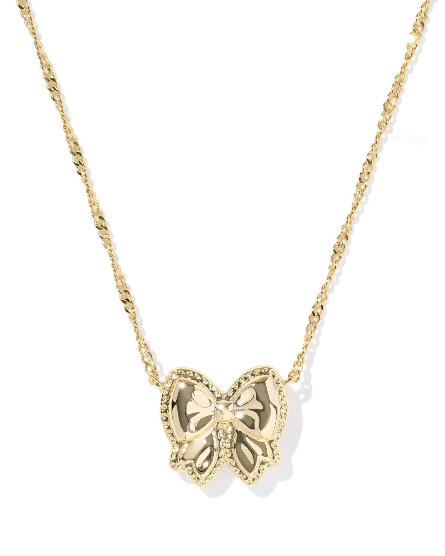 Haley Bow Gold Short Pendant Necklace in Ivory Mother-of-Pearl