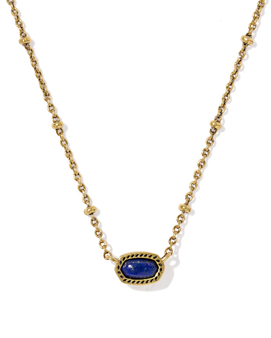 Mini Elisa Satellite Short Pendant Necklace - Vintage Gold Blue Lapis