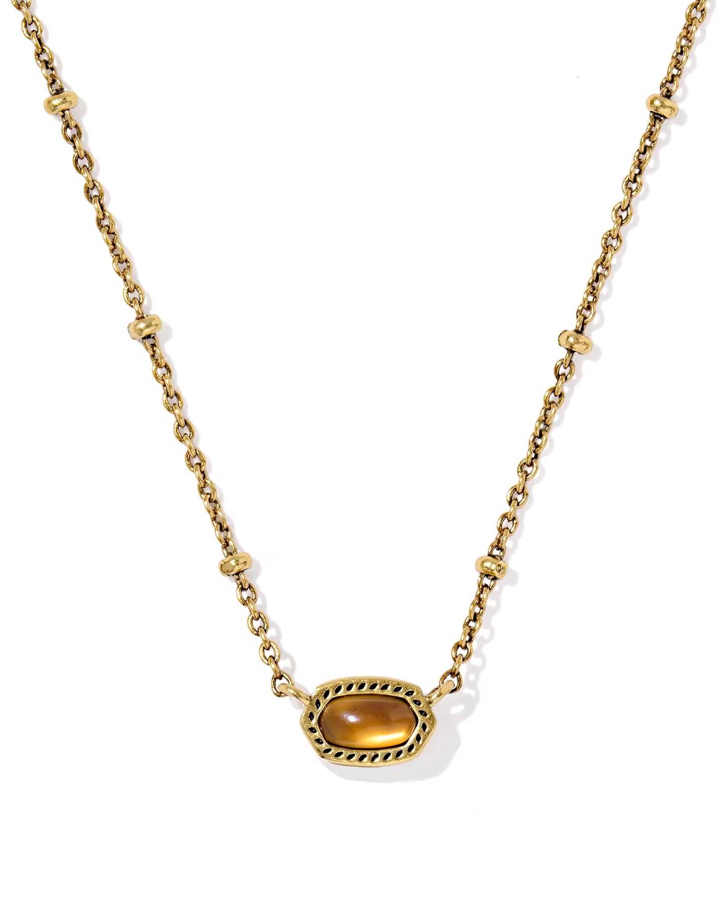 Mini Elisa Vintage Gold Satellite Short Pendant Necklace - Marbled Amber Illusion