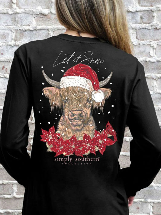 Let it Snow Highland Cow long sleeve tee