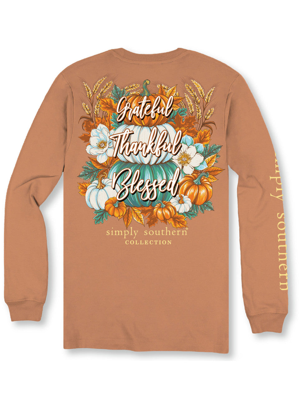 Grateful Thankful Blessed Pumpkin long sleeve Tee