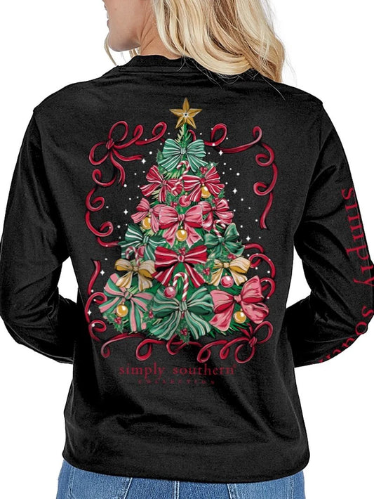 Bows and Ribbons Christmas Tree long sleeve tee