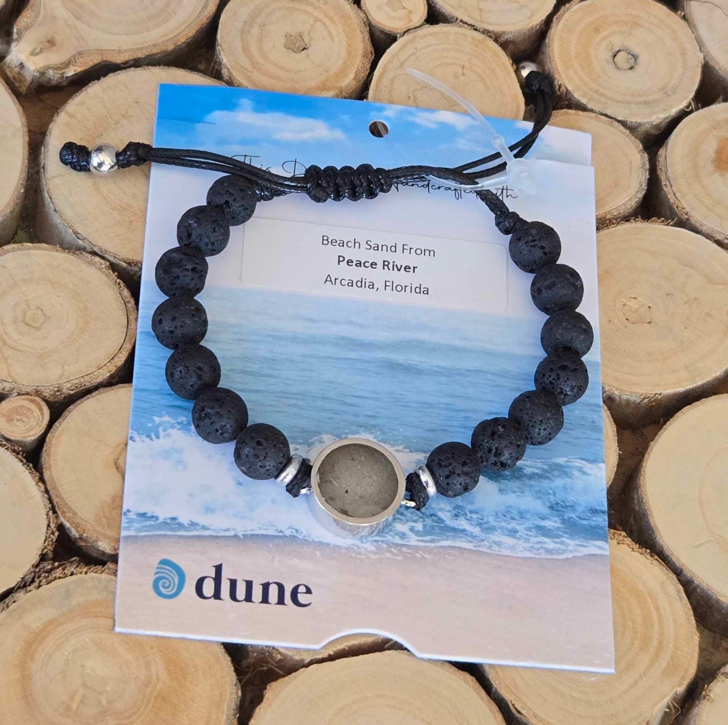 Men's Beaded Bracelet Adjustable - Round - Lava