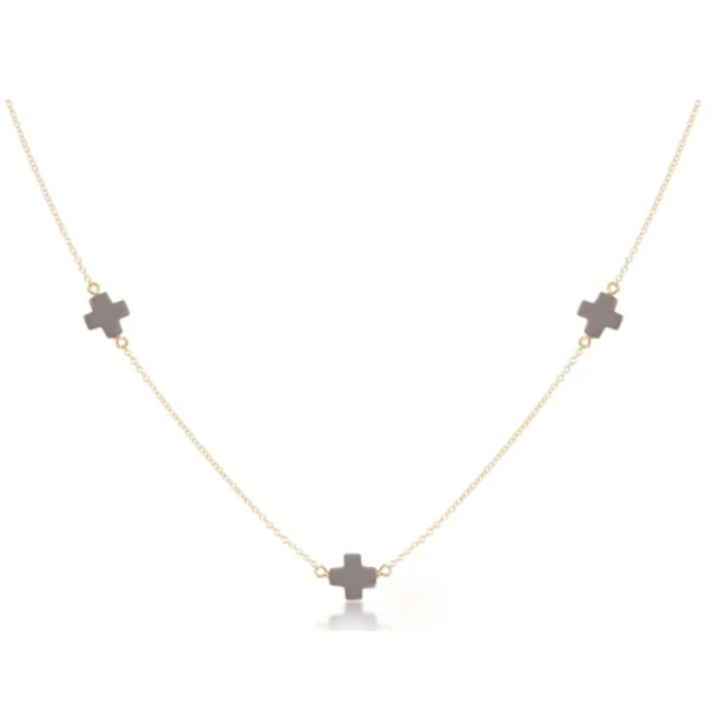 15" Choker Simplicity Chain Gold Signature Cross - Charcoal