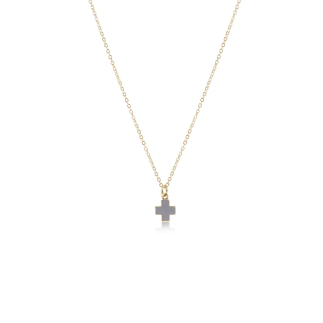 16" Necklace Gold - Signature Cross Charm - Grey