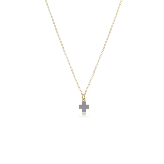 16" Necklace Gold - Signature Cross Charm - Grey