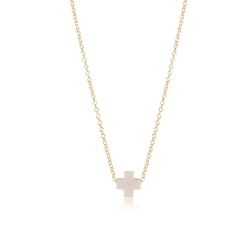 16" Necklace Gold - Signature Cross Off-white