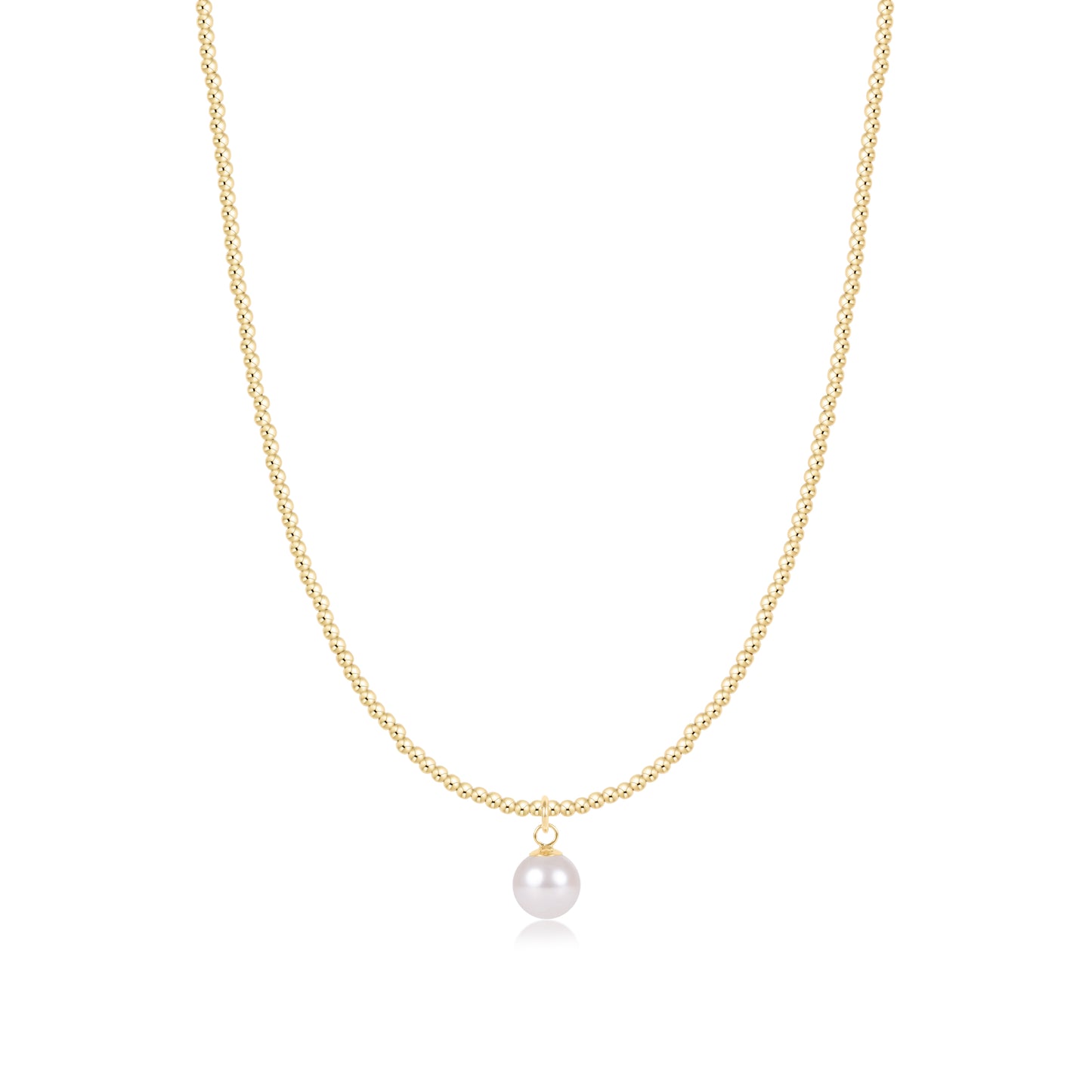 17" Choker Beaded - Classic Gold 2mm - Classic Peal 8mm Charm