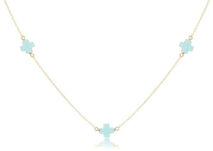 17" Choker Simplicity Chain Gold - Signature Cross Turquoise