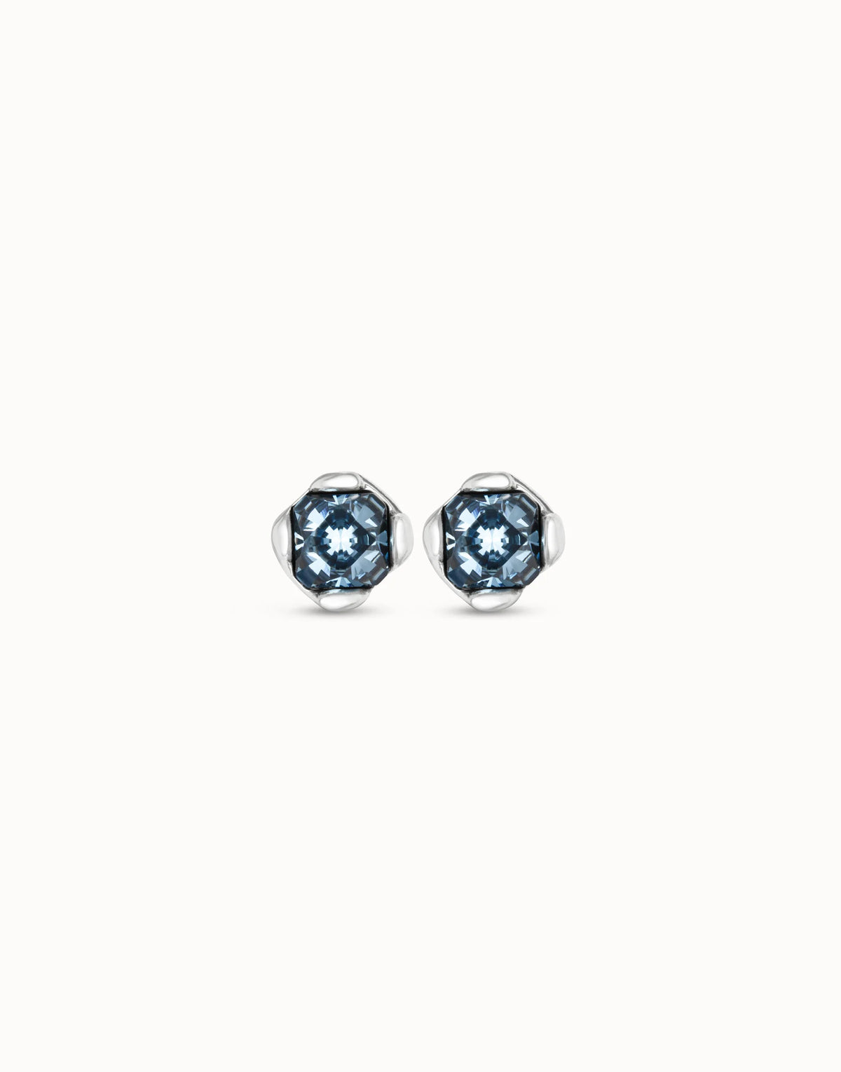 Aura Blue - Stud earrings with blue crystal - Silver
