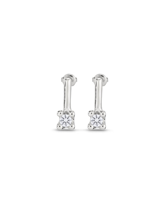 Divine - Drop earrings with white cubic zirconia - Silver