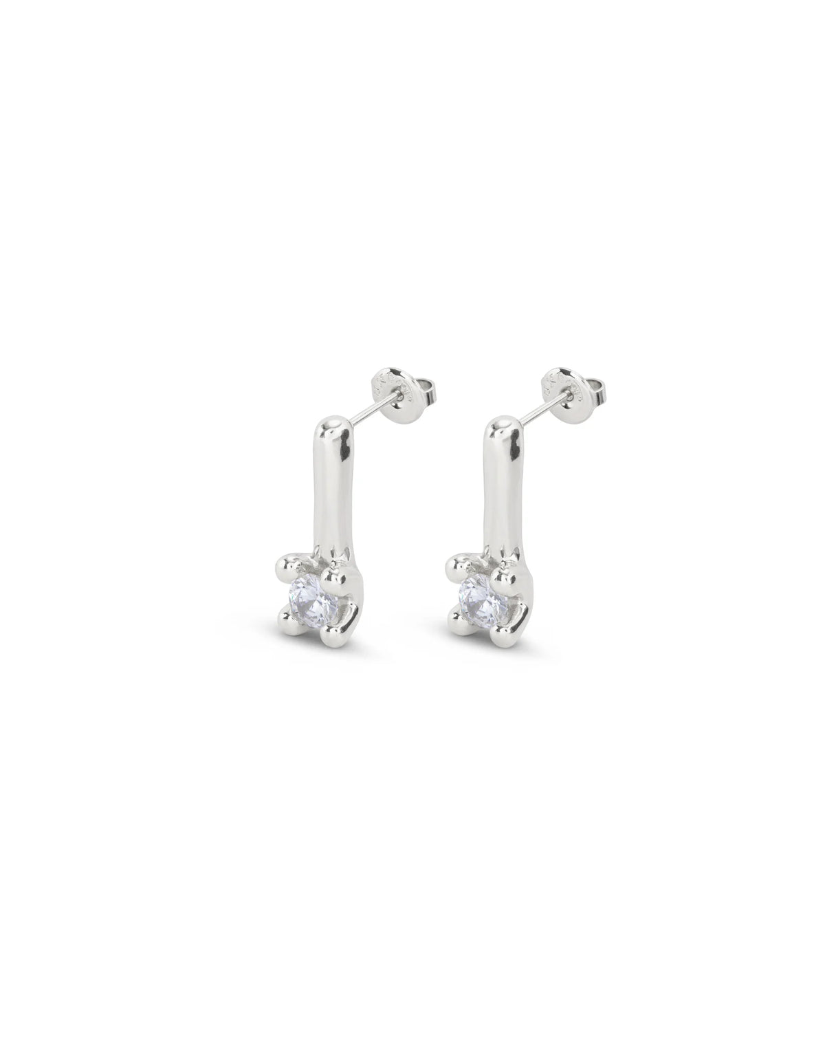 Divine - Drop earrings with white cubic zirconia - Silver