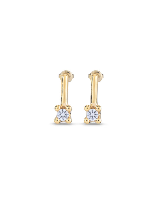 Divine - Drop earrings with white cubic zirconia - Gold