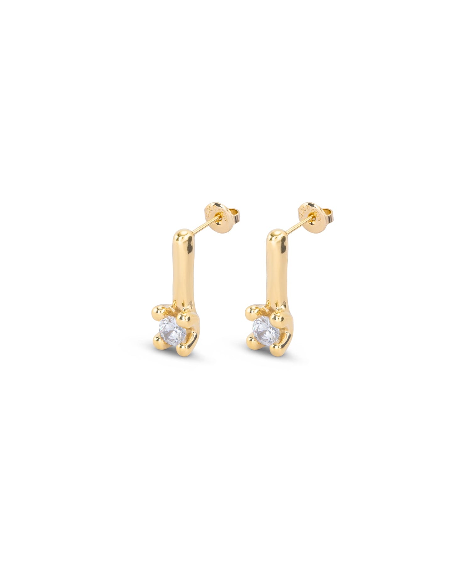 Divine - Drop earrings with white cubic zirconia - Gold