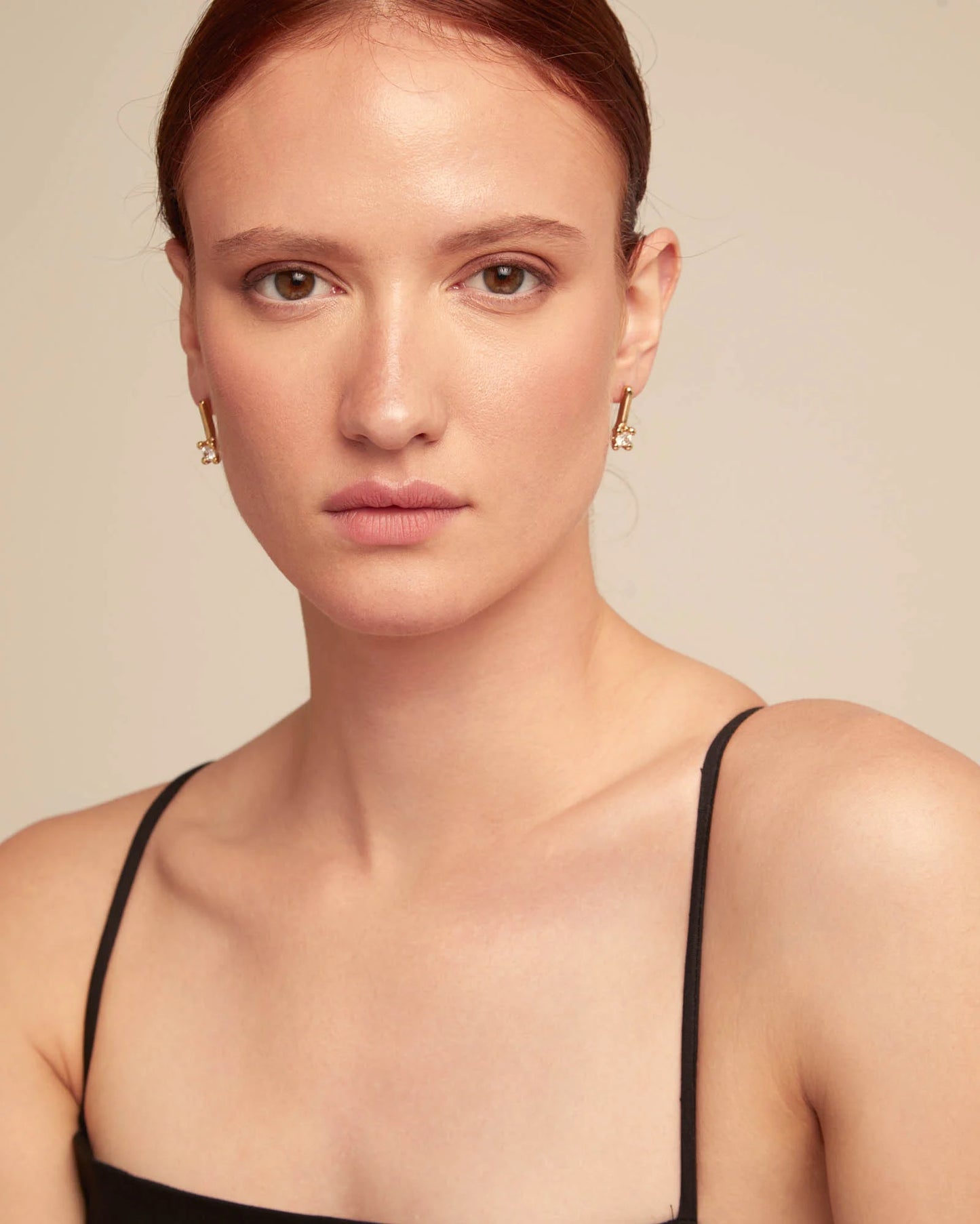 Divine - Drop earrings with white cubic zirconia - Gold