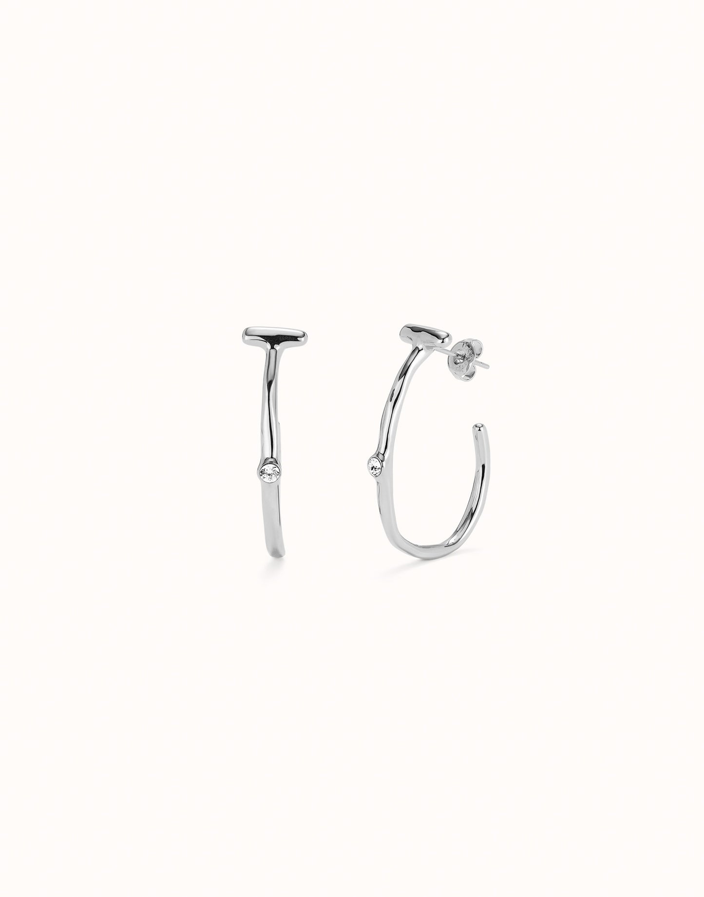 Ser Indomable - Hoop earrings with white topaz - Silver