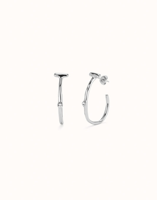 Ser Indomable - Hoop earrings with white topaz - Silver