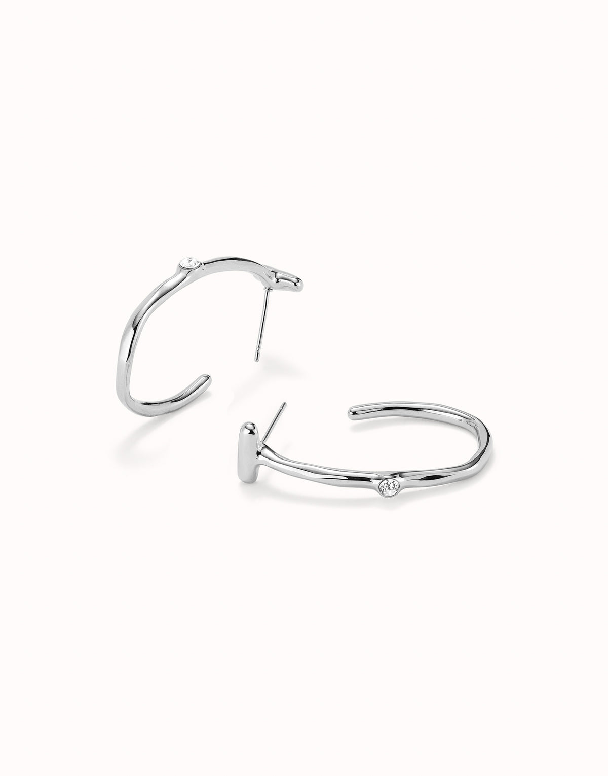 Ser Indomable - Hoop earrings with white topaz - Silver