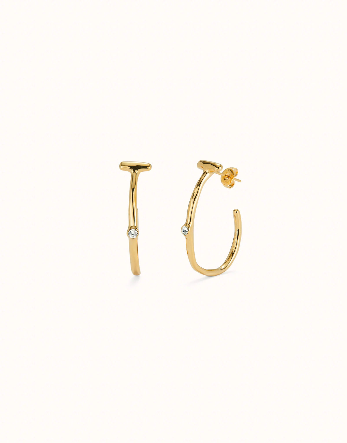 Ser Indomable - Hoop earrings with white topaz - Gold