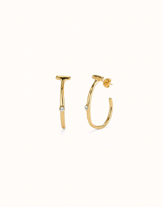 Ser Indomable - Hoop earrings with white topaz - Gold