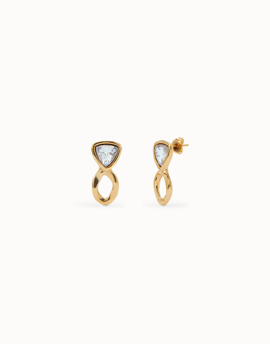 Ser Camaleónica - Drop earrings with green crystals - Gold