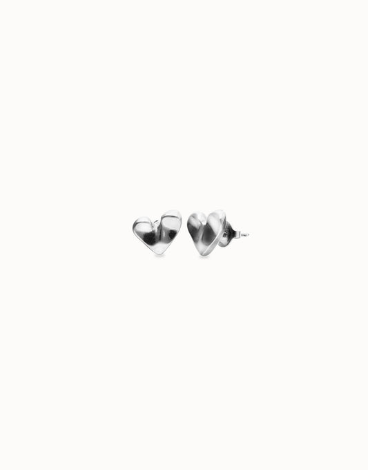 Pálpito Beat - Heart piercing stud earrings - Silver