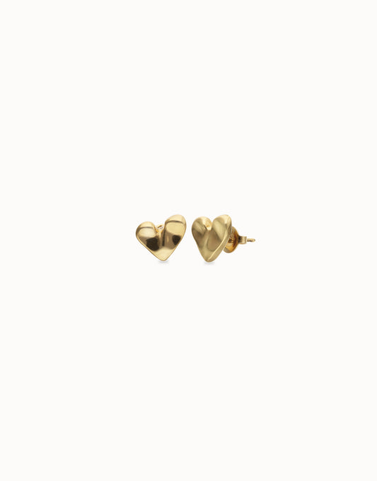 Heart piercing stud earrings - Gold