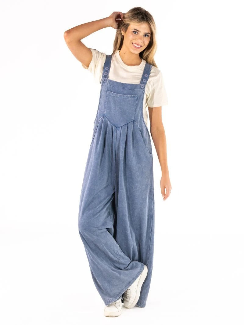 Mineral Wash Overalls - Blue