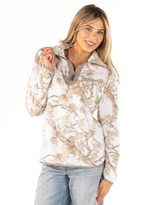 Y-Neck Pullover in White Camo