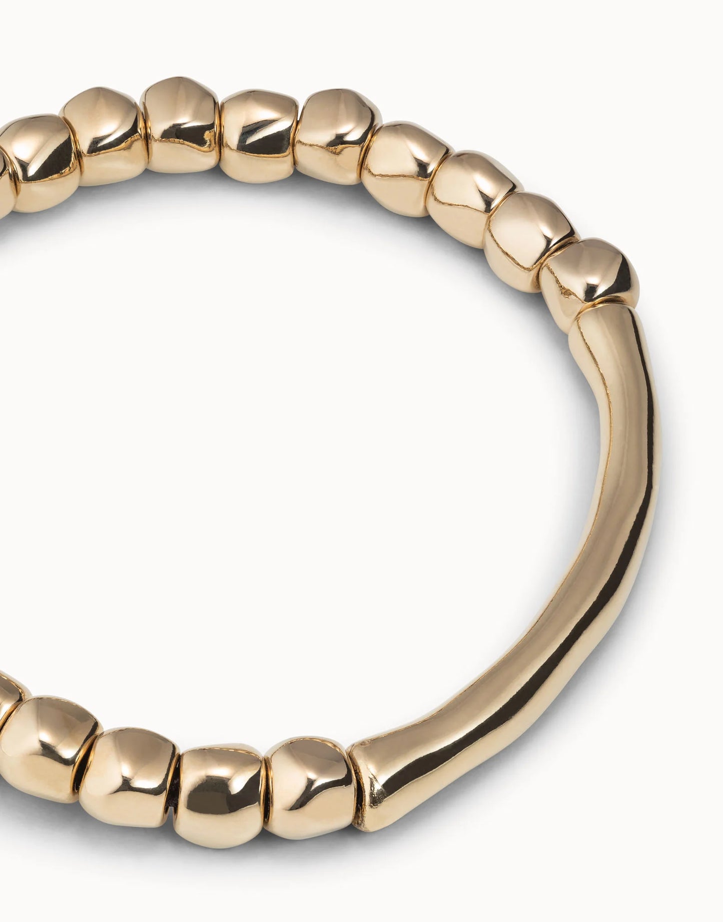 Beaded stretch bracelet with tubular piece - Gold