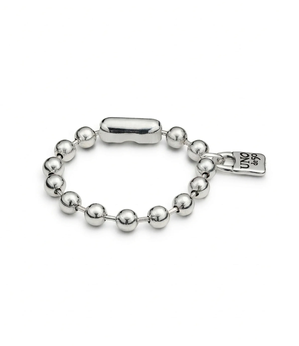 Beaded bracelet with padlock - Silver