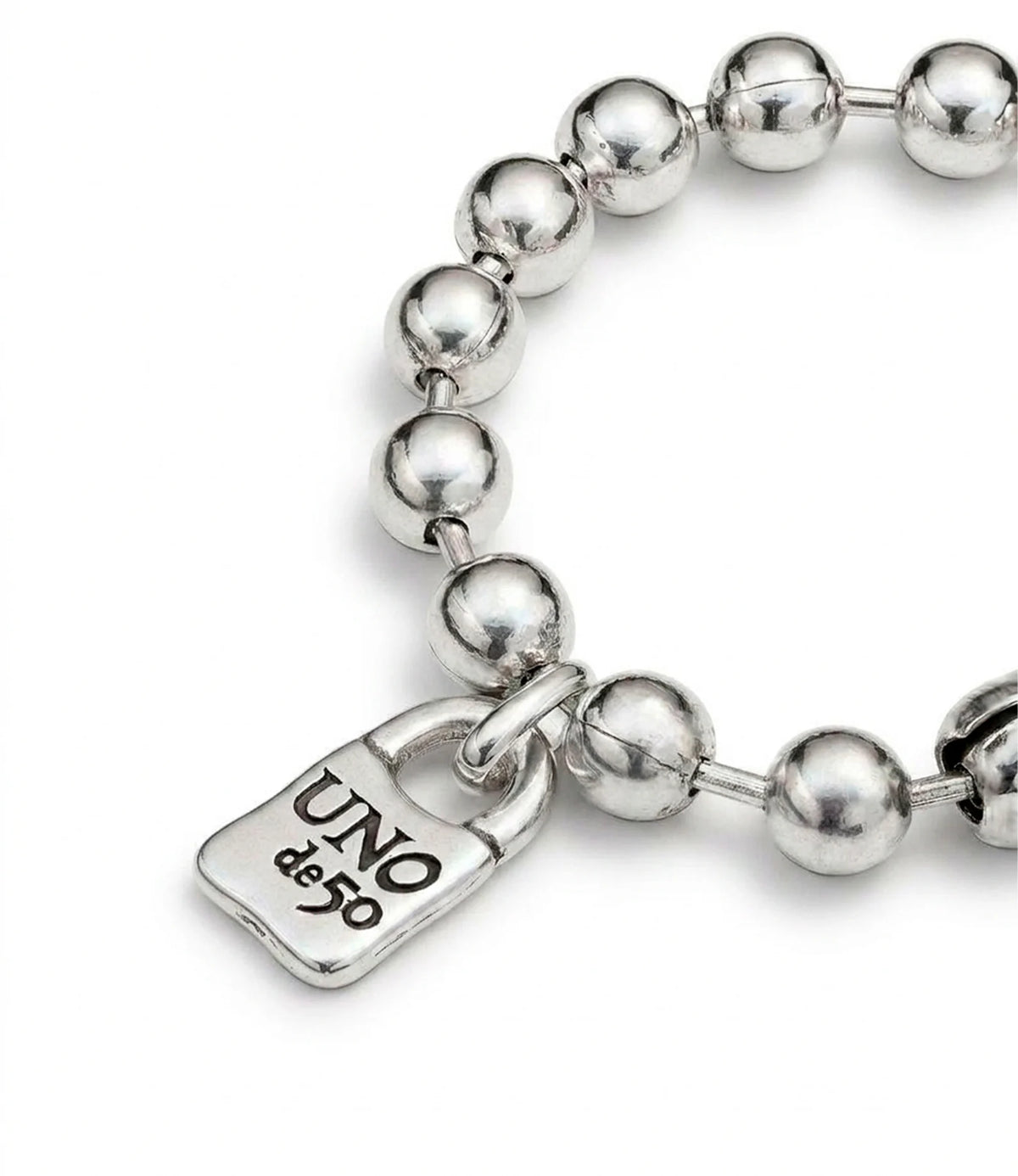 Beaded bracelet with padlock - Silver
