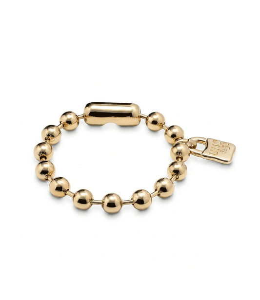 Beaded bracelet with a padlock charm - Gold