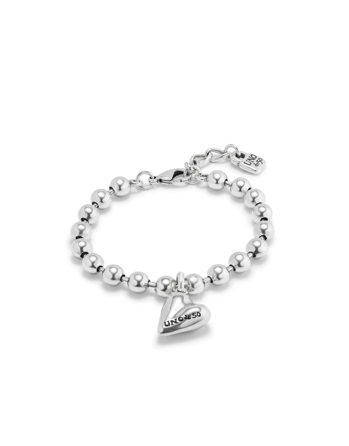 Cupido - Beaded bracelet with a heart charm - Silver