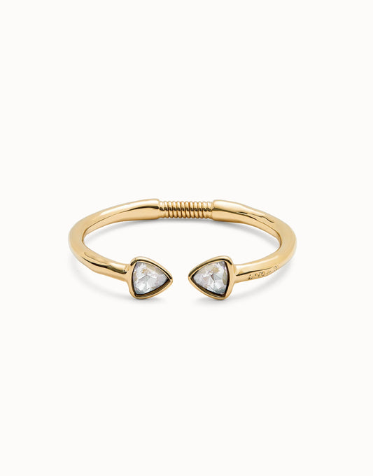 Ser Camaleónica - Cuff bracelet with two multicolored crystals - Gold