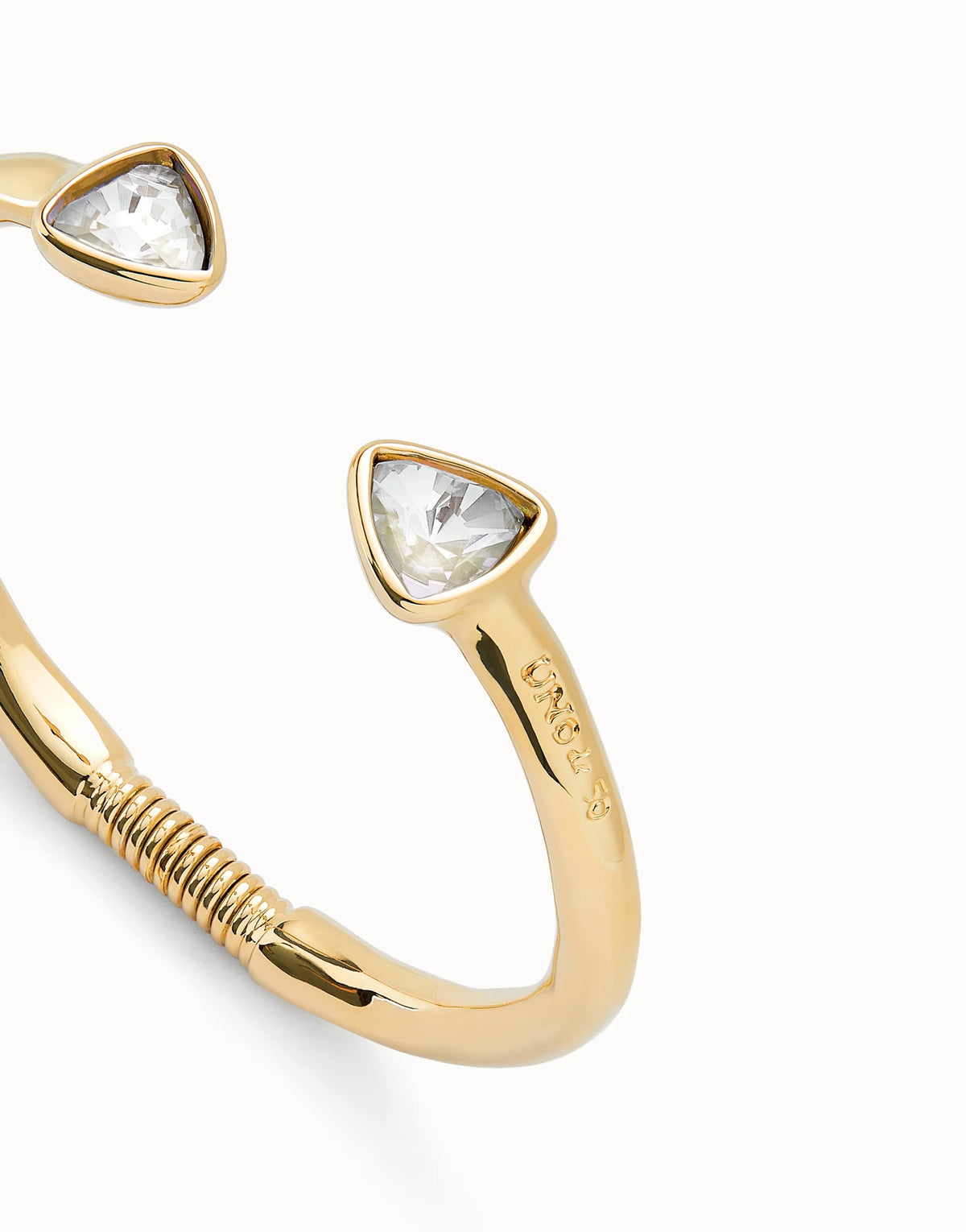 Ser Camaleónica - Cuff bracelet with two multicolored crystals - Gold