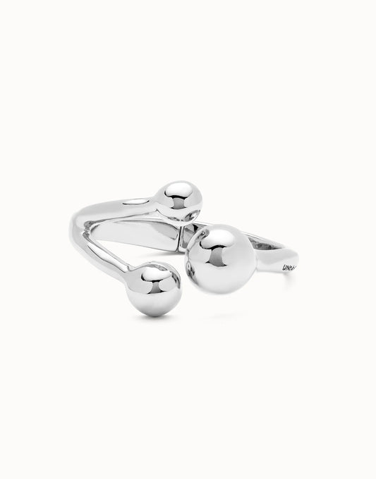 Ser Intrepida - Cuff bracelet with three beads - Silver